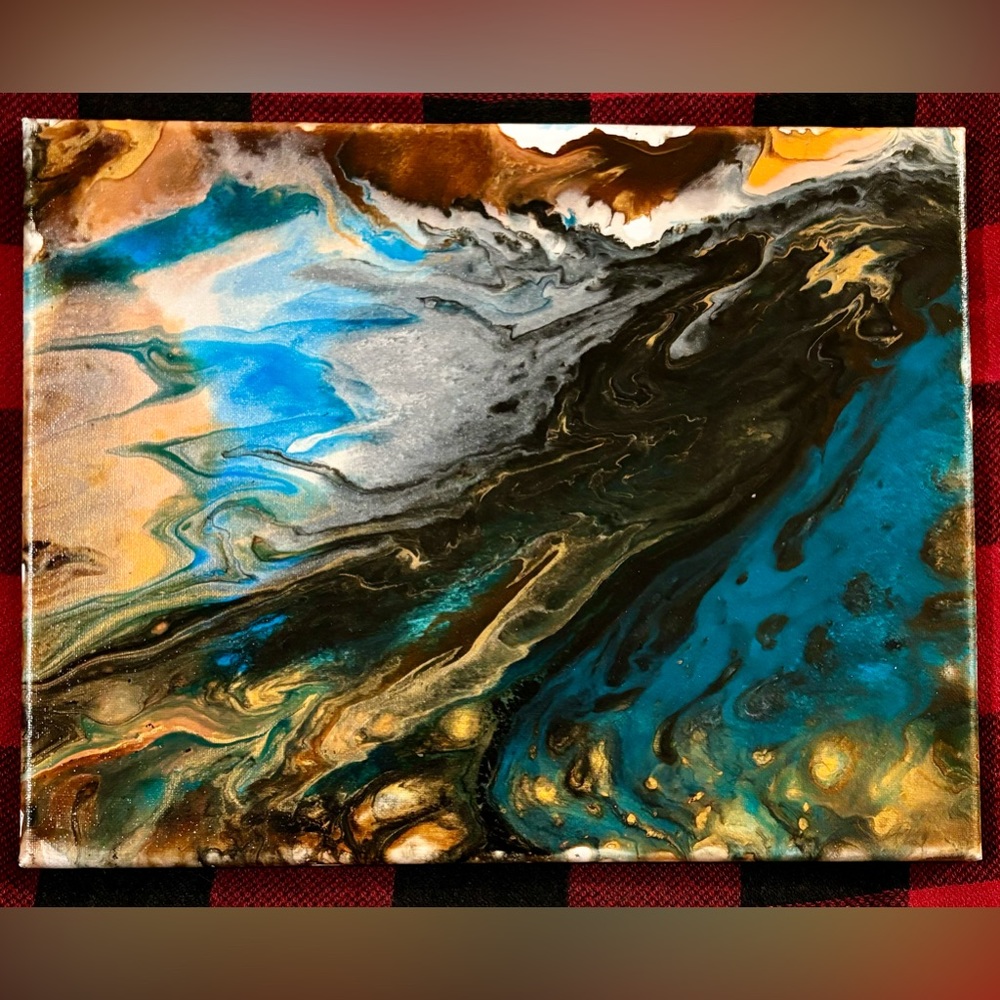 Abstract painting…An original pour painting. Acrylic 11x14” on canvas